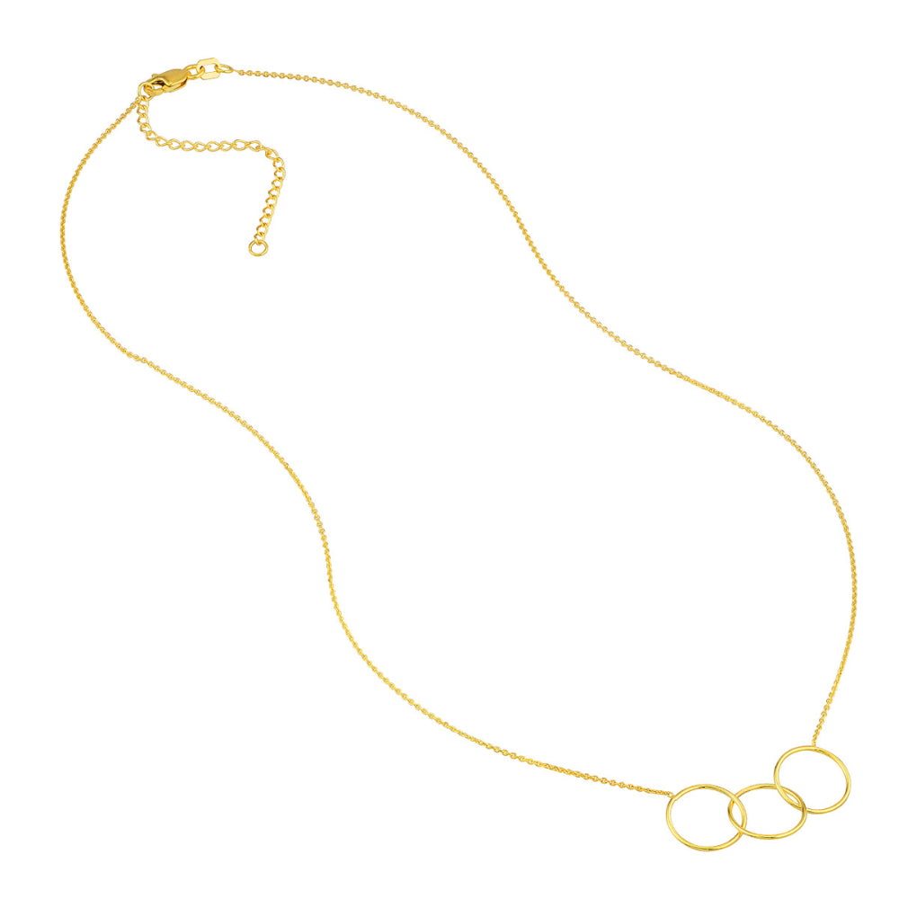 14k Gold Three - Circle Interlocking Necklace for Fashion Wardrobe