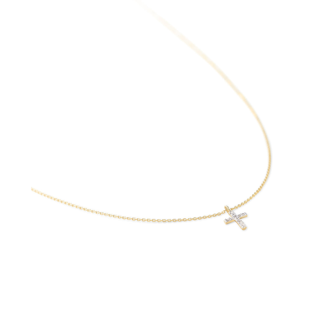 Kendra Scott 14k Gold Cross Pendant Necklace Adorned with White Diamonds - A Timeless Jewelry Piece