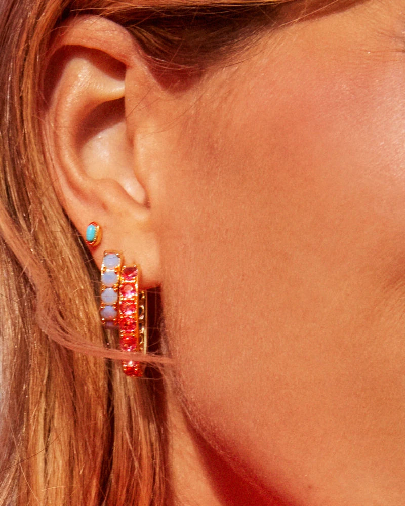 Kendra Scott Gold-plated Brass Single Stud Earring with Fuchsia Magnesite - Elliot Style