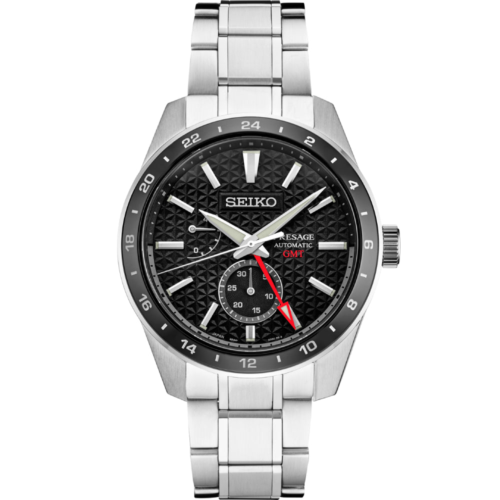 Seiko Presage GMT Sharp-Edged Series Black Dial Automatic Watch SPB221