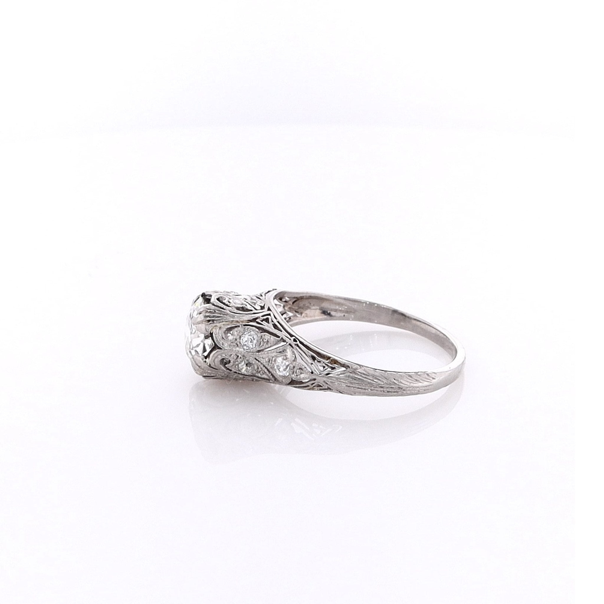 Estate Platinum Vintage Filigree Transitional Engagement Ring