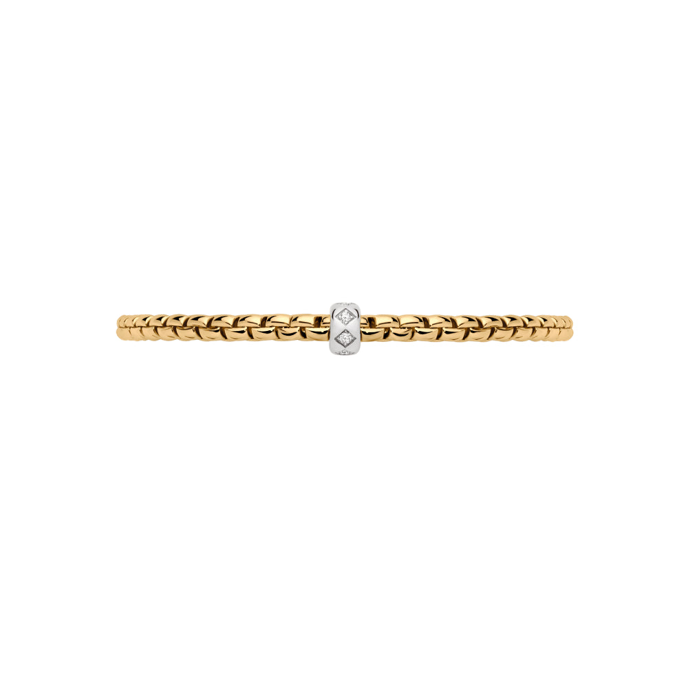 Fope Eka 18k Gold Flexible Bracelet Set with Diamond Accents