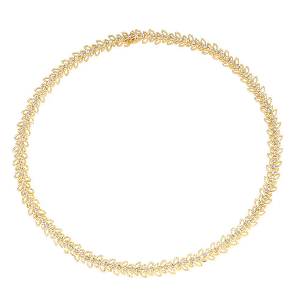 18k Yellow Gold Jack Kelége Open Leaves Design Diamond Necklace with 4.52ct Diamonds