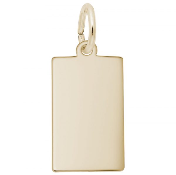 14k Gold Engravable Small Rectangle Dog Tag Charm for Personalized Gifts