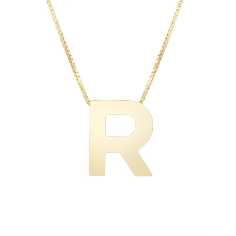 14K Gold Block Letter Initial Fashion Necklace - Available in ALL LETTERS