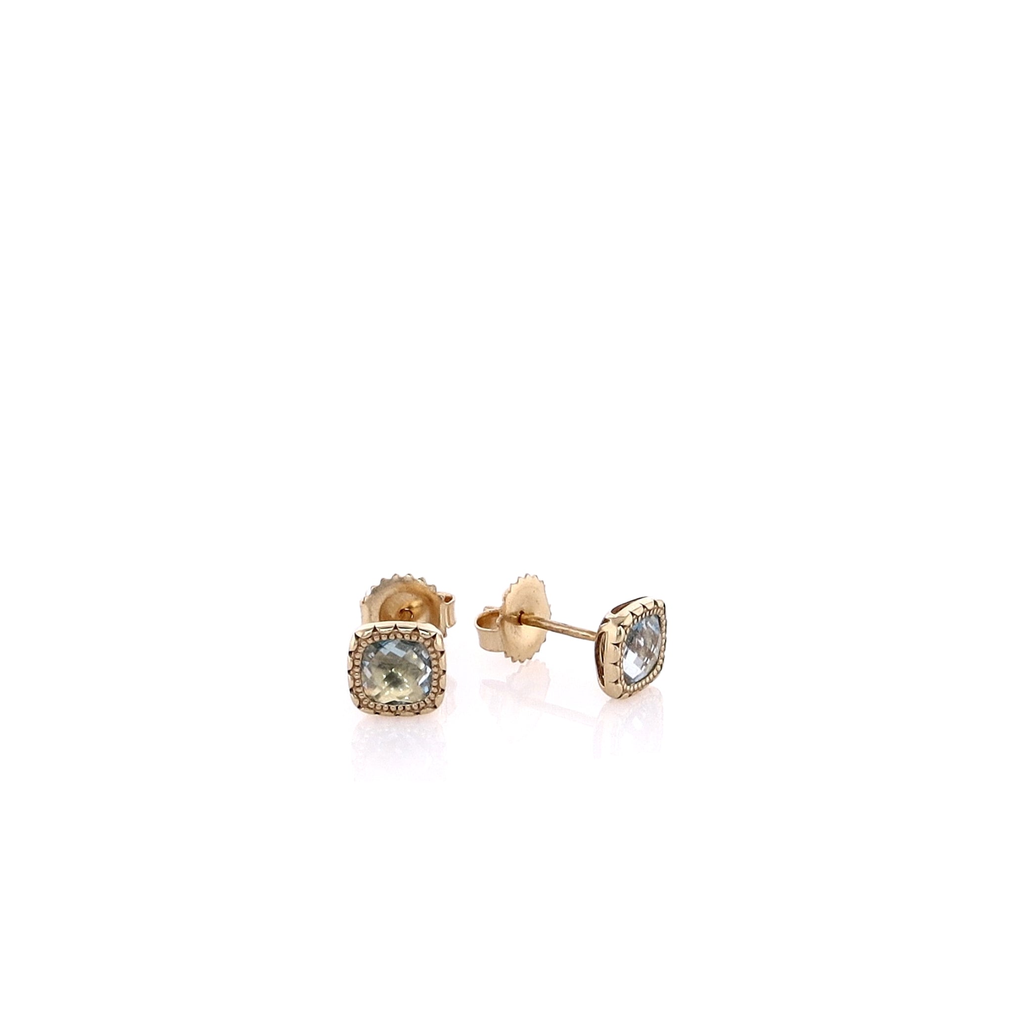 Gorgeous Tacori Cushion - Cut Prasiolite Stud Earrings Crafted in 14k Yellow Gold