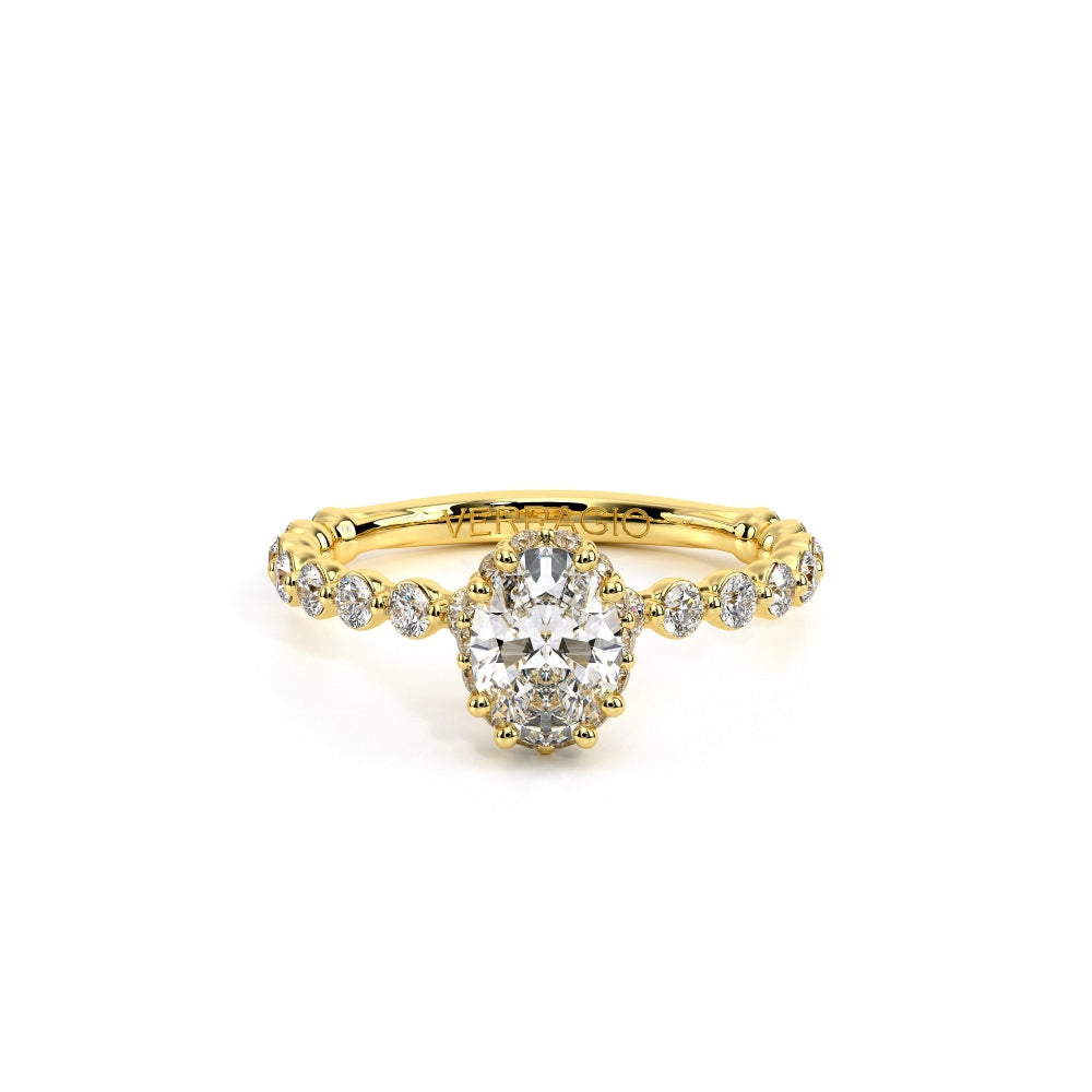 Verragio Renaissance 14k Yellow Gold Oval Diamond Engagement Ring Featuring a Stunning Stardust Halo and 40 Round Diamonds