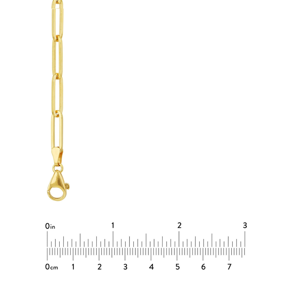 14k Yellow Gold Designer Paper Clip Style Long Link Chain Necklace for Fashion Lovers