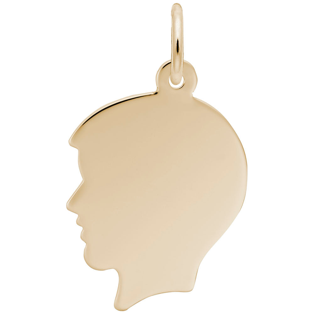14k Gold Flat Boy's Head Charm for Memory - Keeping Jewelry