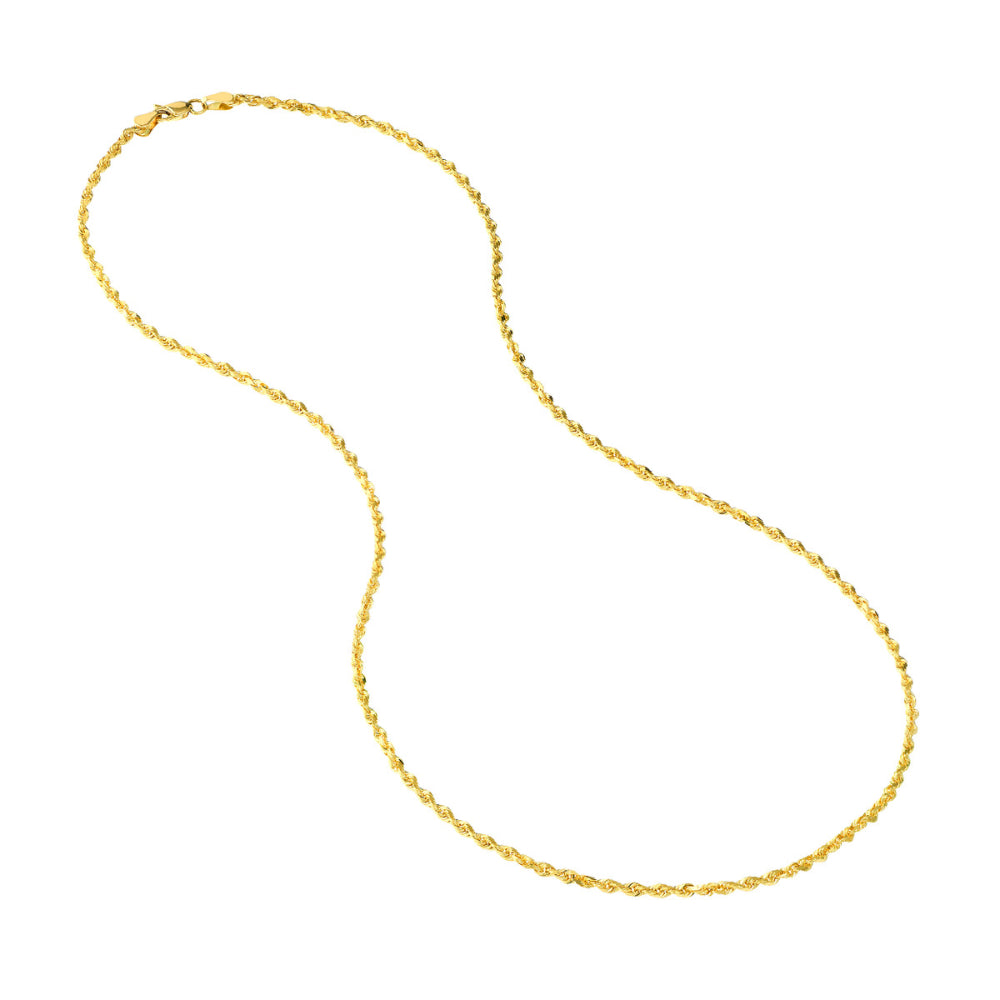 14k Gold 2.5mm Sparkling Diamond-Cut Rope Chain for Elegant Look