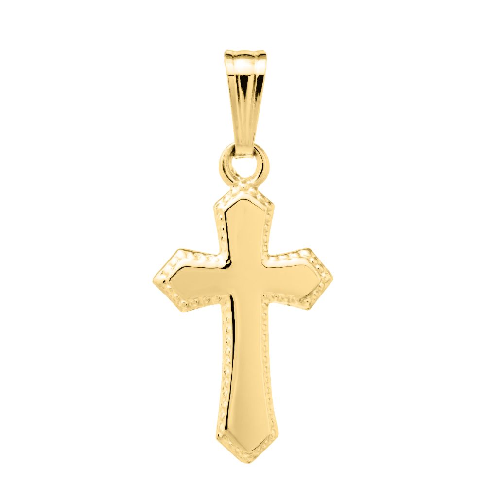 14k Gold Children's Cross Pendant Necklace with 15-Inch Chain
