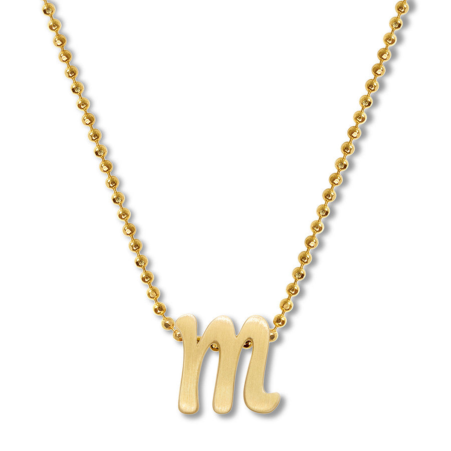 14k Yellow Gold Alex Woo Little Autograph Letter Pendant for Signature Style Jewelry