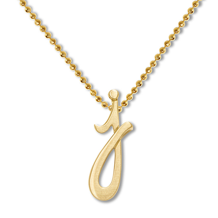 14k Yellow Gold Alex Woo Little Autograph Letter Pendant for Signature Style Jewelry