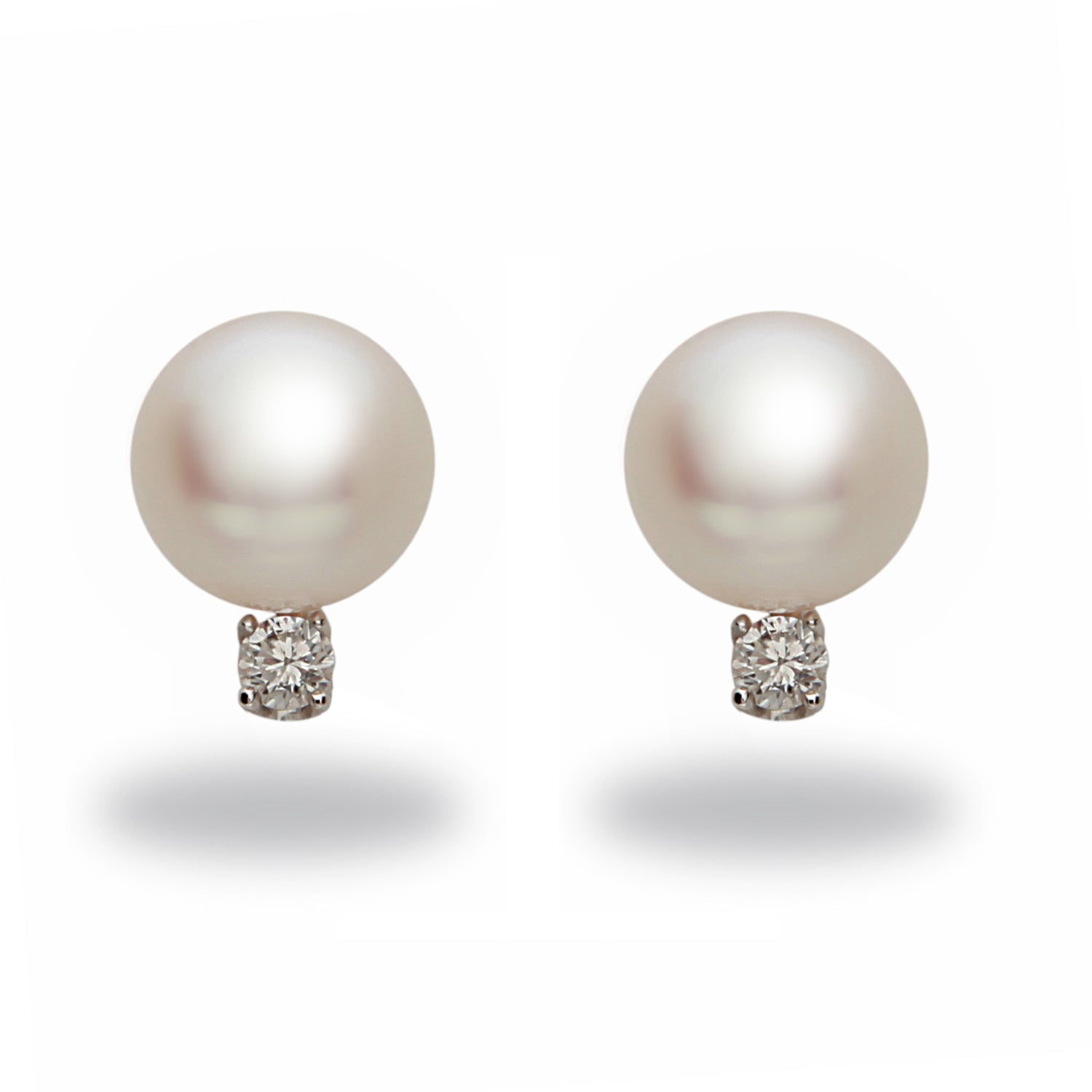 Exquisite 14K Gold Tara Akoya Pearl and Diamond Stud Earrings