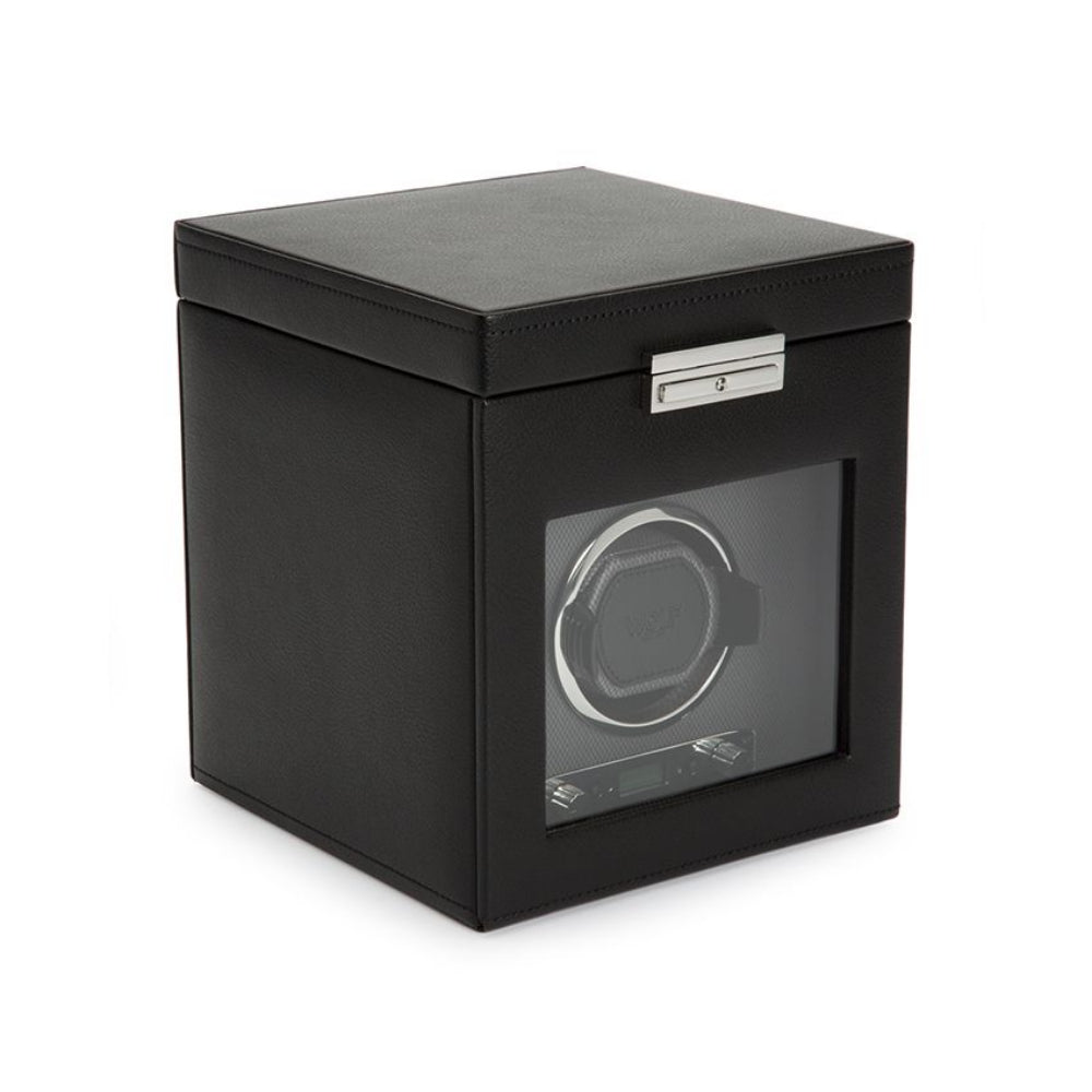 Black Wolf Designs Viceroy Single Watch Winder with 3 - Piece Watch Storage