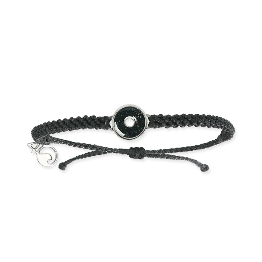 4Ocean Black Braided Bracelet with Osborne Reef Tire Crumb Bezel