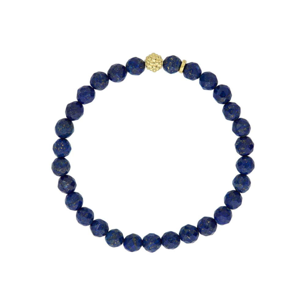 Lagos Lapis and 18k Gold Caviar Beaded Station Fashion Bracelet