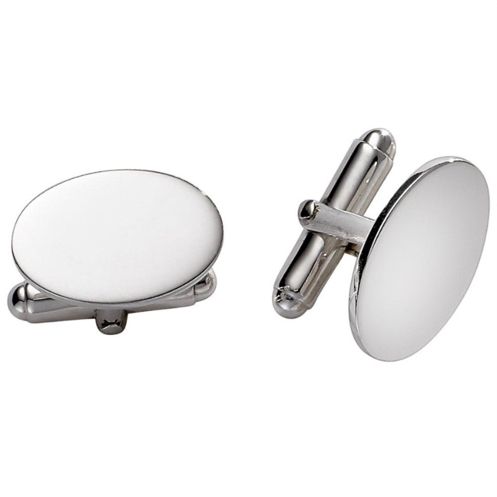 Sleek and Shiny Oval Plain Polished Men's Cufflinks for Formal Occasions