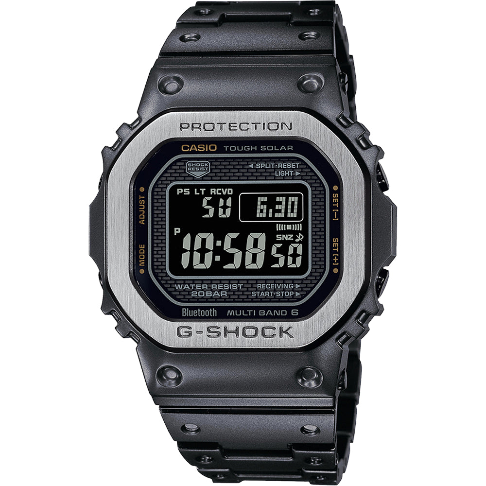 G-Shock Full Metal GMW-B5000 Series Solar-Powered Gray Men's Watch - A Stylish Timepiece with Multi-Finish Matte Black Metal Design