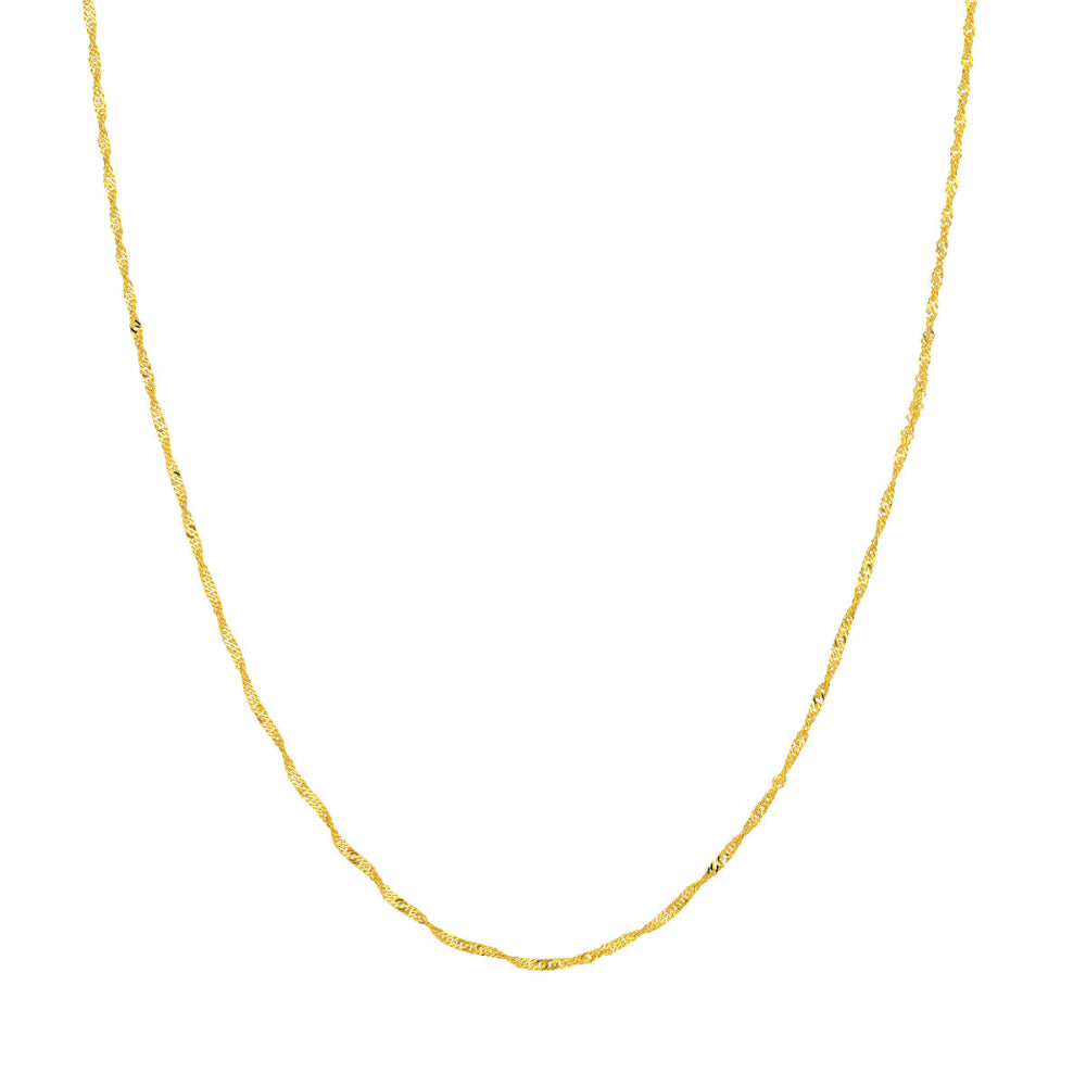 18-Inch 14k Yellow Gold Lightweight Singapore Chain Necklace
