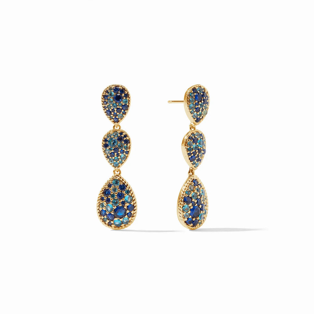 Julie Vos 24K Gold Plated CZ Luna Teardrop Tier Earrings for Pierced Ears