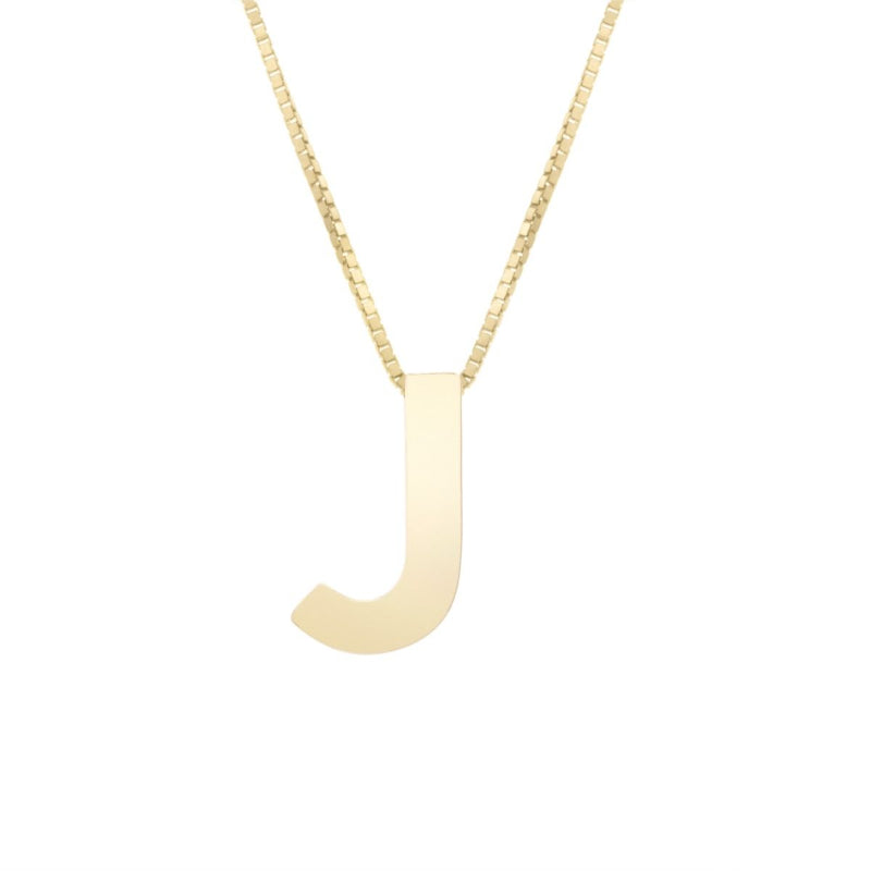 14K Gold Block Letter Initial Fashion Necklace - Available in ALL LETTERS