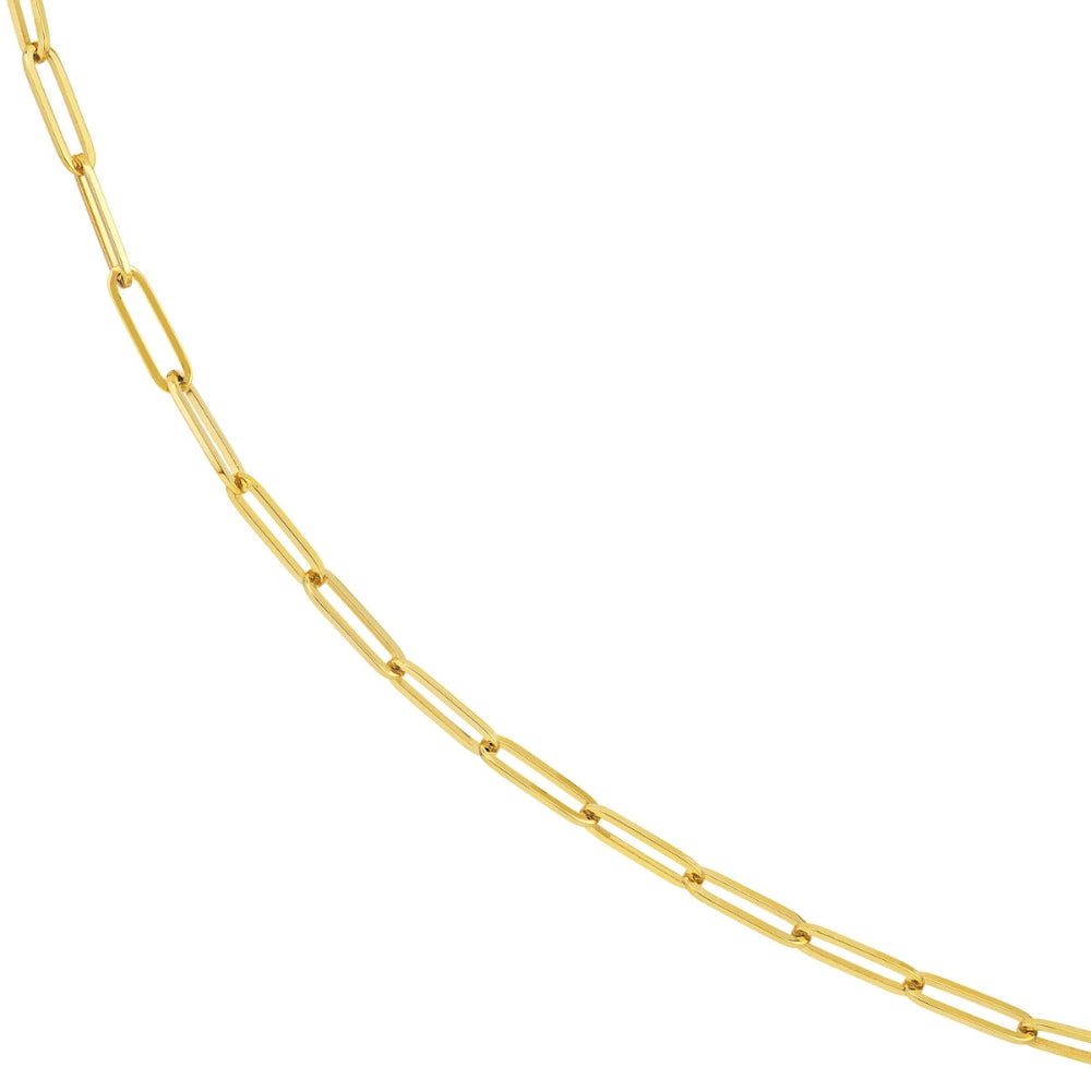 14k Yellow Gold Designer Paper Clip Style Long Link Chain Necklace for Fashion Lovers