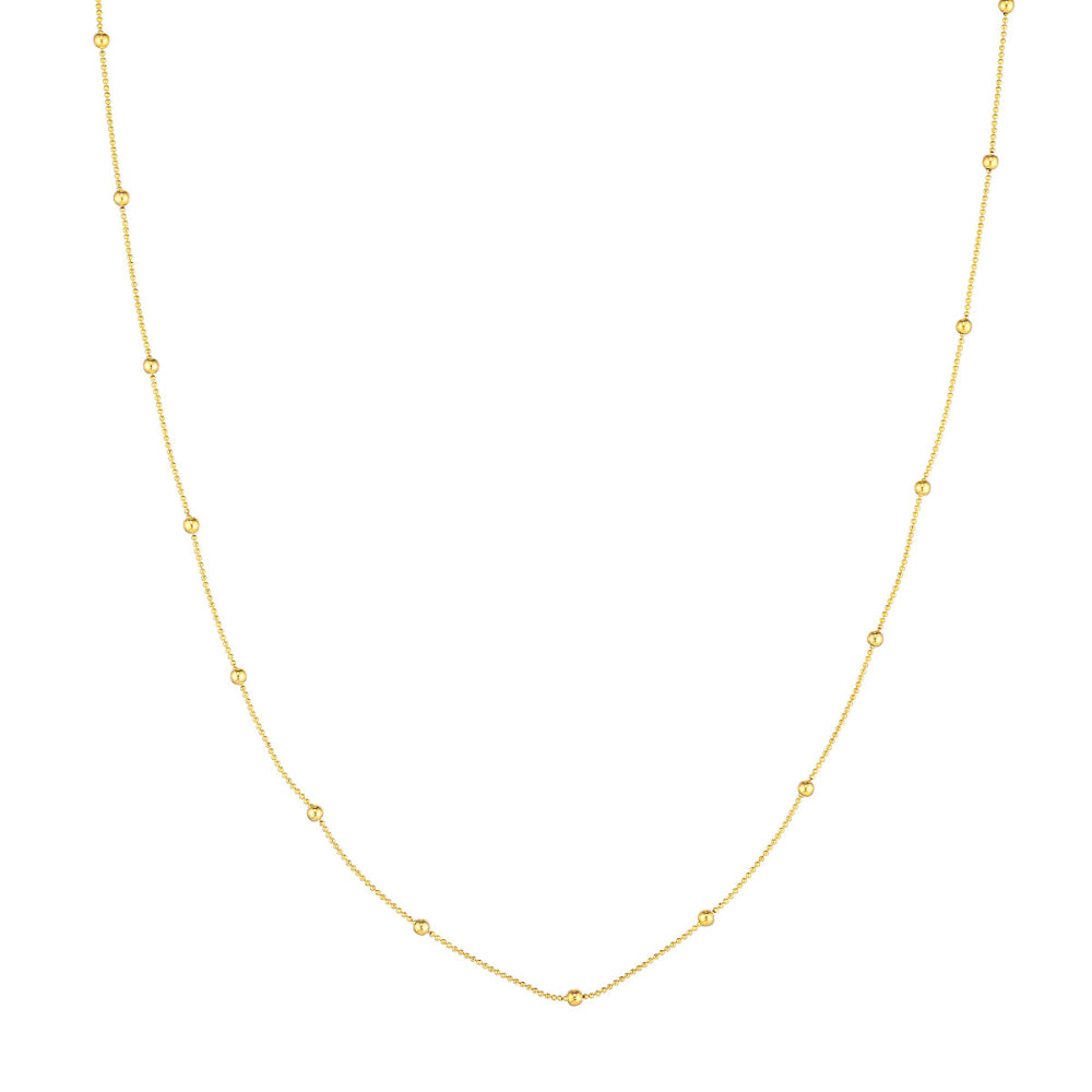 17-Inch 14k White Gold Mini Ball Beaded Station Necklace for Fashionable Layering or Solo Wear