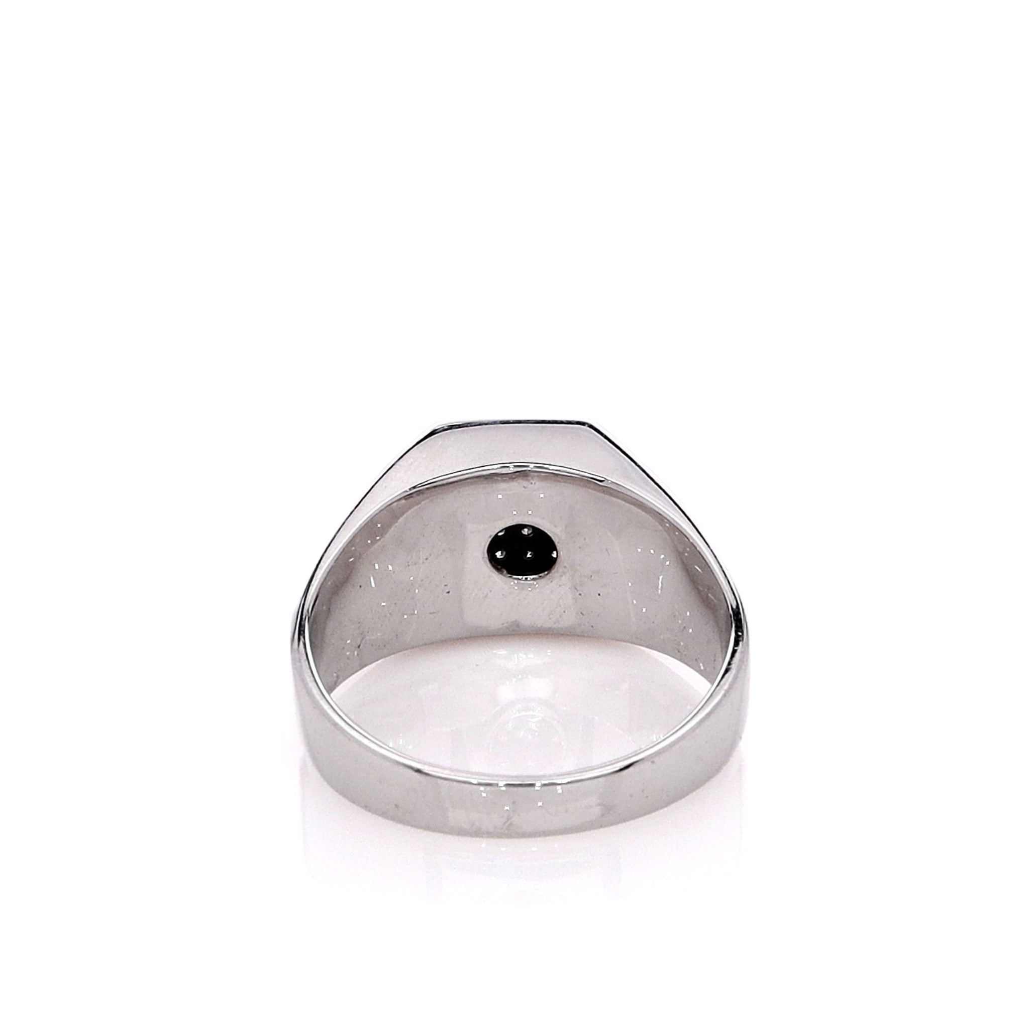14k White Gold Men's Square Pave Top Ring with 32 Round Brilliant Diamonds