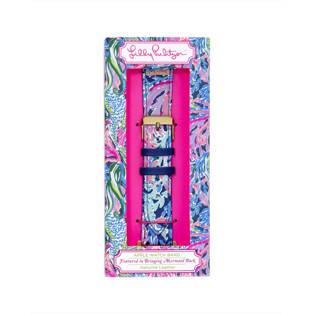 Lilly Pulitzer Colorful Printed Leather Apple Watch Band with Gold Hardware