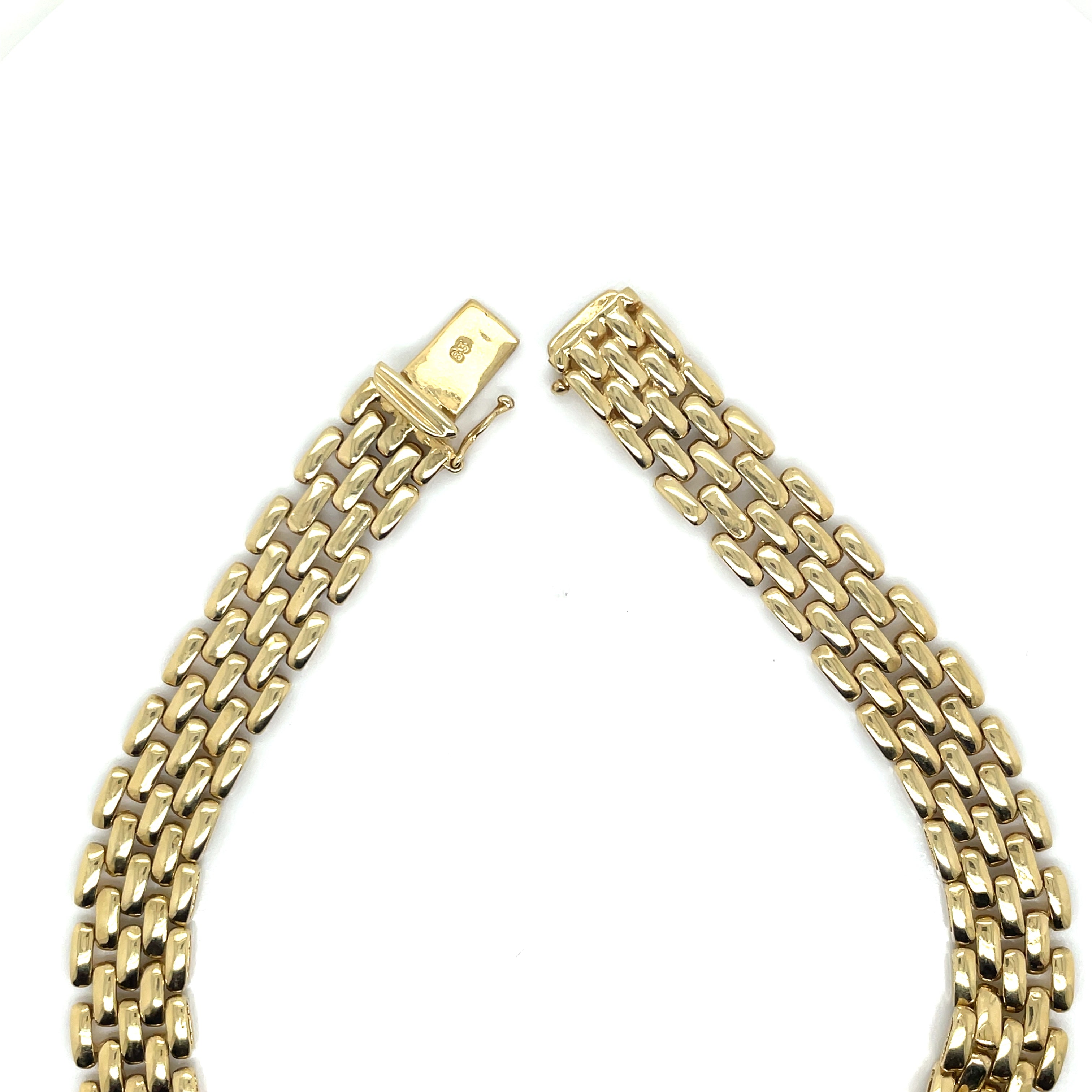14k Yellow Gold Panther Link Necklace with Sparkling Diamonds and Black Onyx Inlay