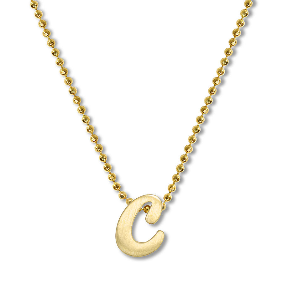 14k Yellow Gold Alex Woo Little Autograph Letter Pendant for Signature Style Jewelry