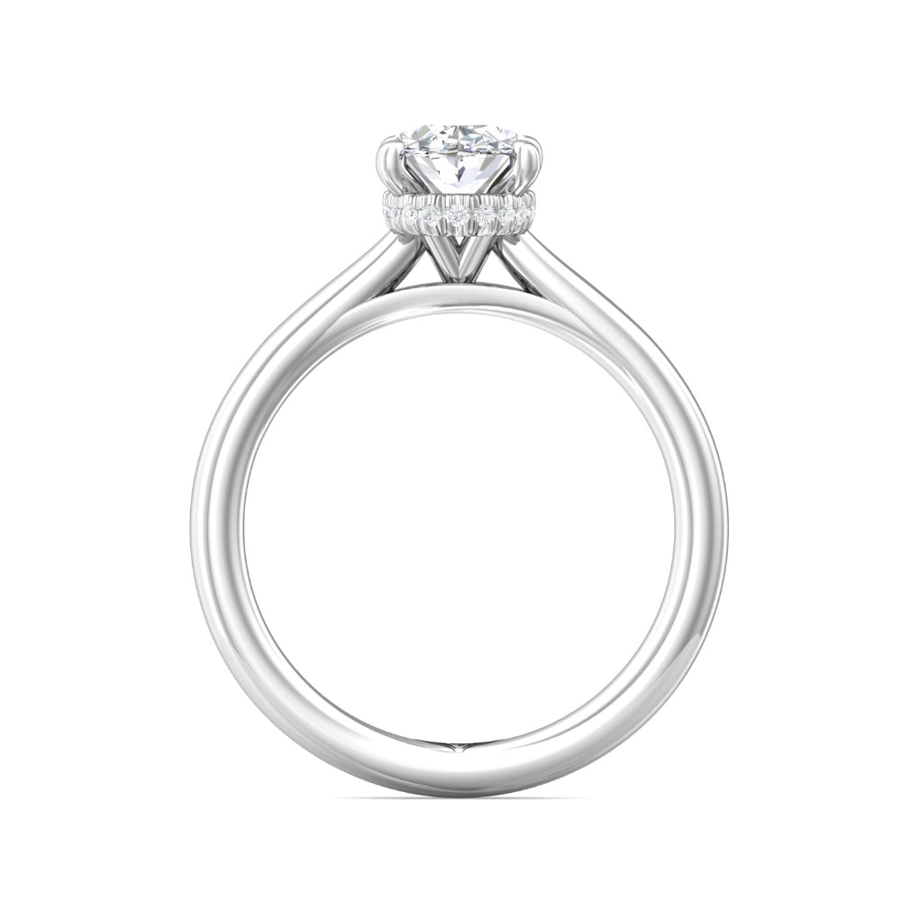 14k Oval Solitaire Engagement Ring with Hidden Halo by Martin Flyer