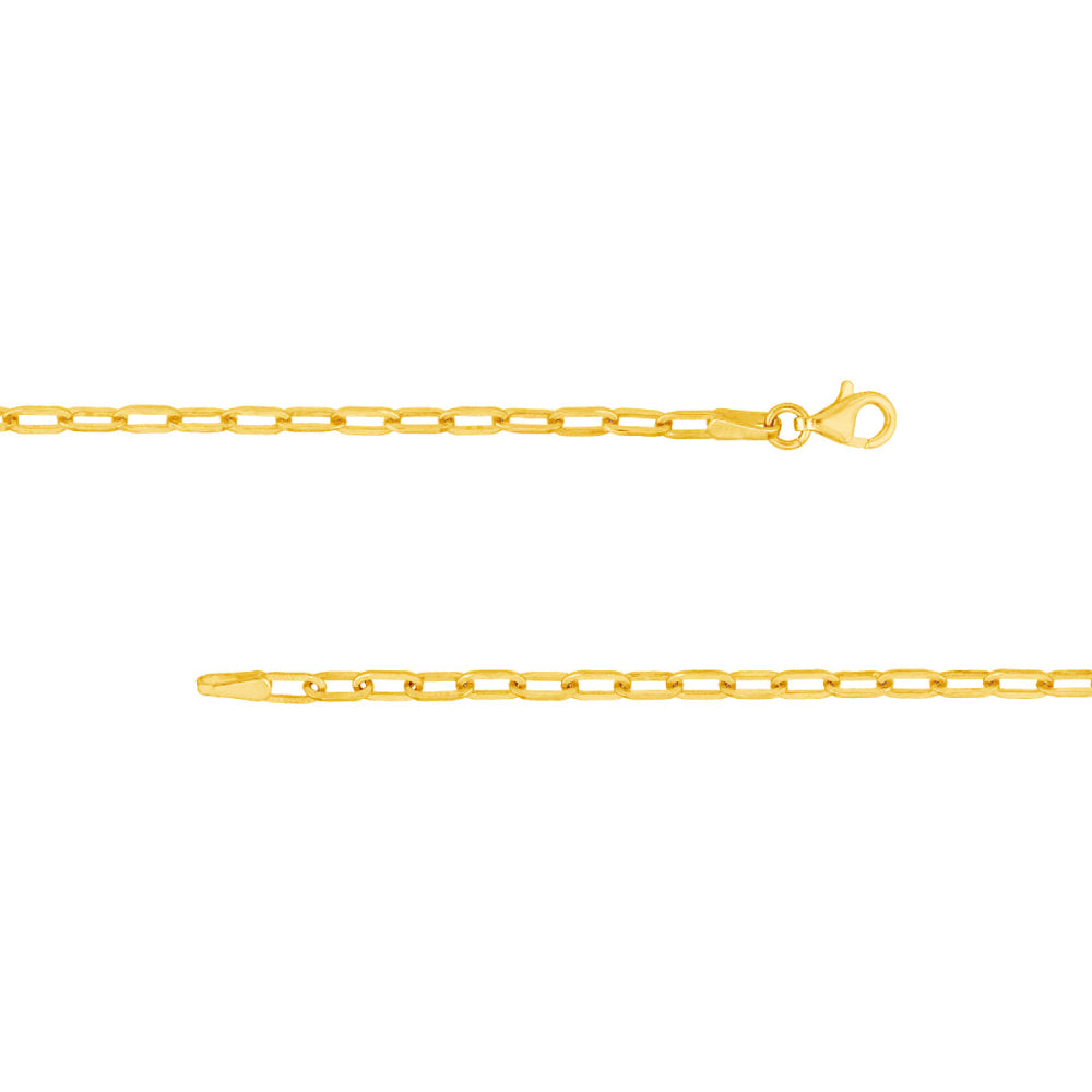 Stylish 14k Gold 7.25-inch Paper Clip Link Chain Bracelet