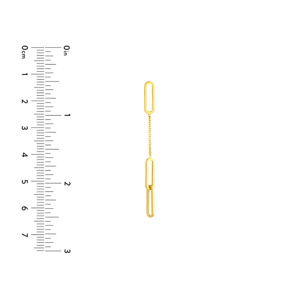 14k Gold Paper Clip Dangle Post Earrings - Stylish Jewelry Essential