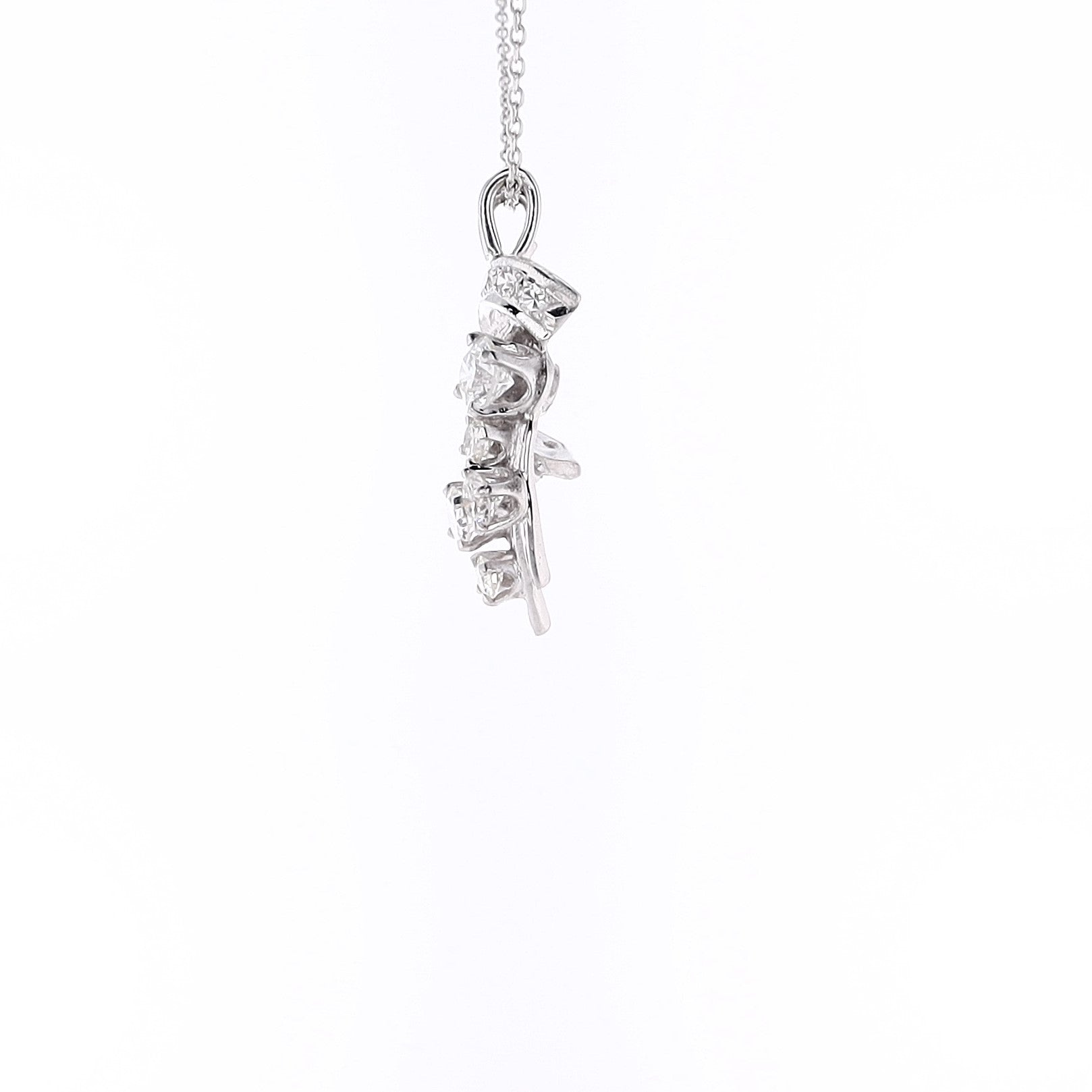 Stunning 14K White Gold Ribbon-Style Diamond Pendant with 18' Chain
