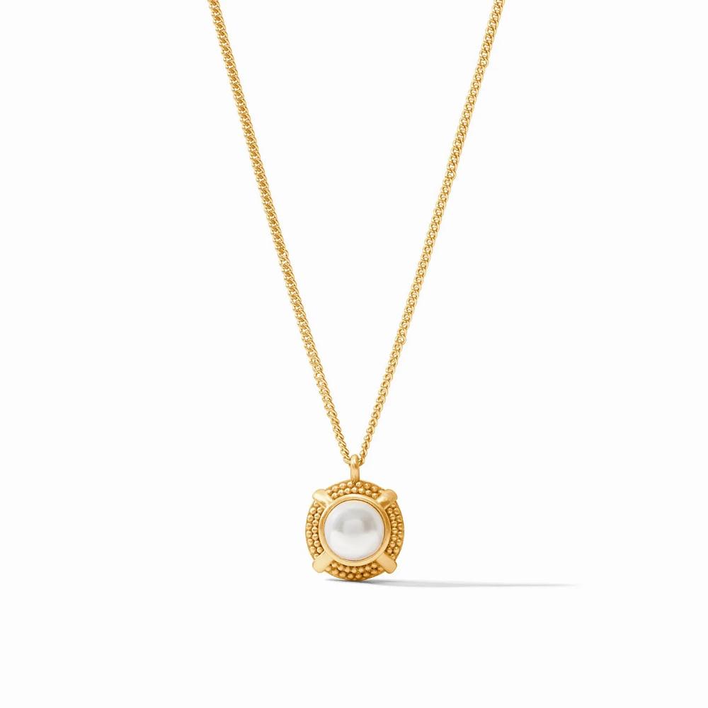 Julie Vos Adjustable 24K Gold Plated Cabochon Solitaire Necklace