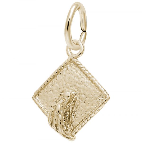 14K Yellow Gold Jewelry Graduation Cap Charm Pendant for Celebration