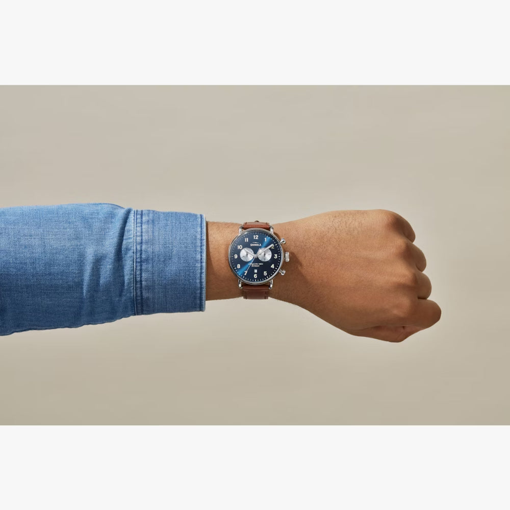 Shinola The Canfield 43mm Quartz Chronograph Wristwatch with a Modern Take on Classic Design
