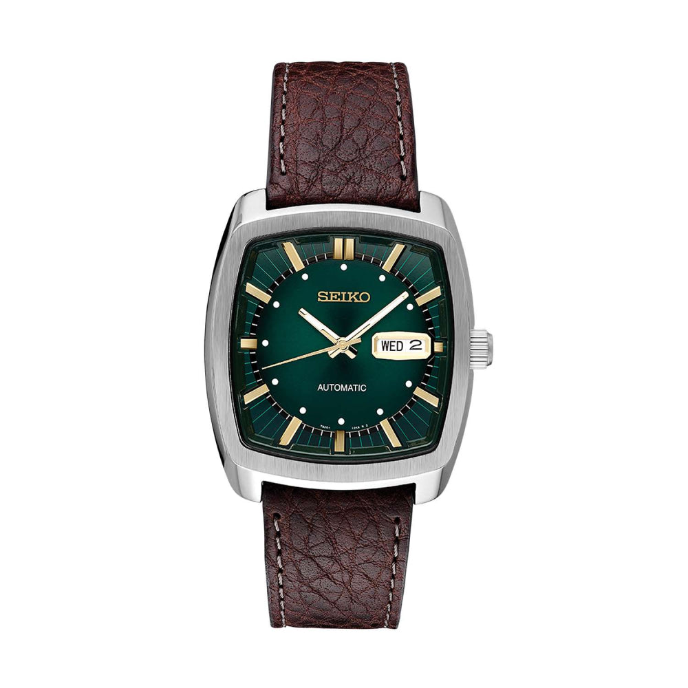 Seiko Re-Craft 40mm Automatic Men's Watch with Green Dial and Leather Strap - Discover More