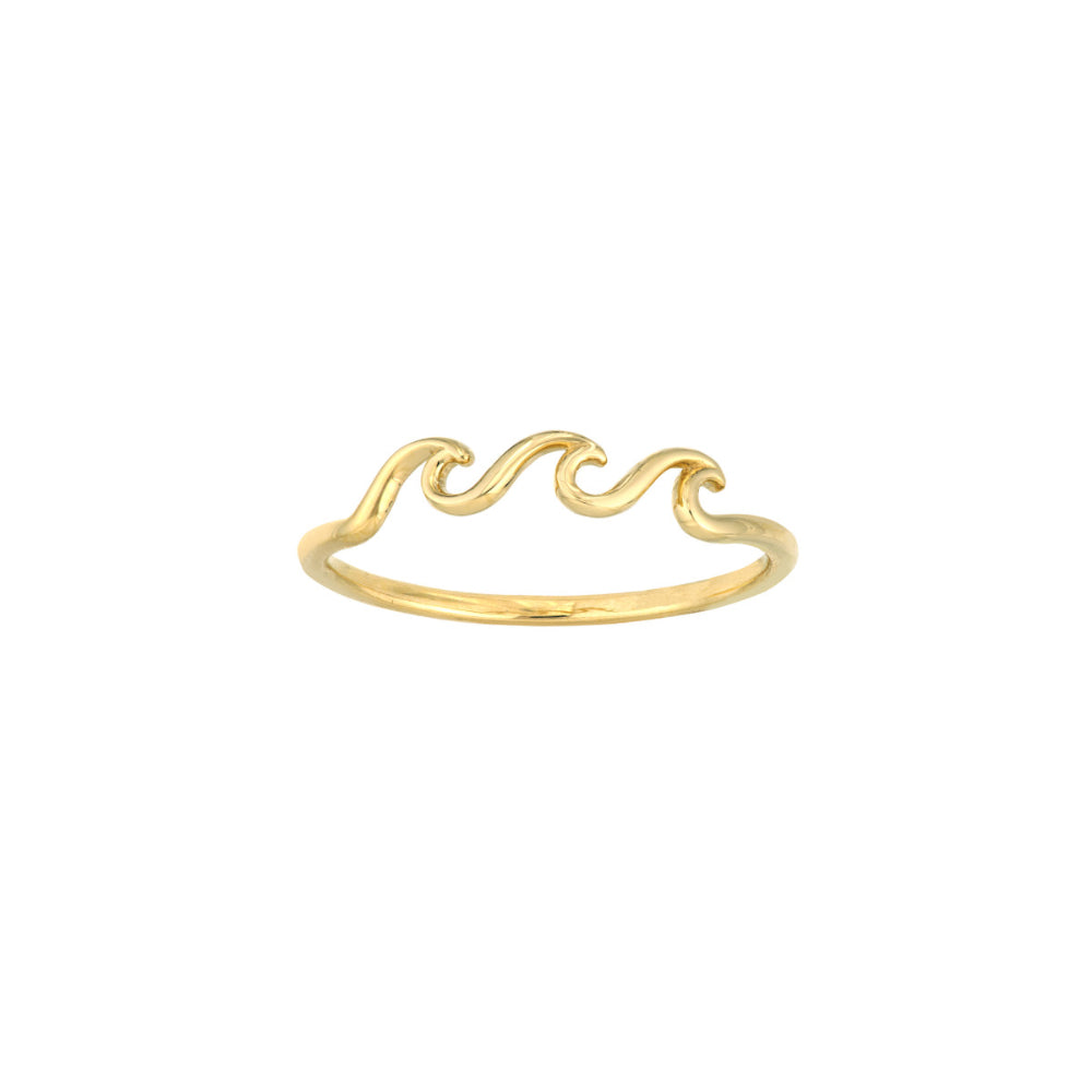 Exquisite 14k Gold Triple Wave Design Ring for Women's Jewelry Collection