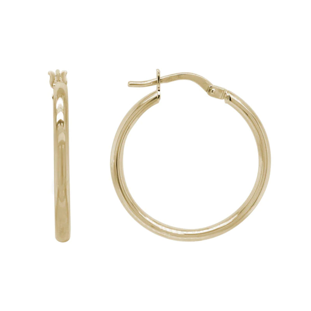 Stylish 14k Gold Circular Hoop Earrings with a 20mm Inside Diameter