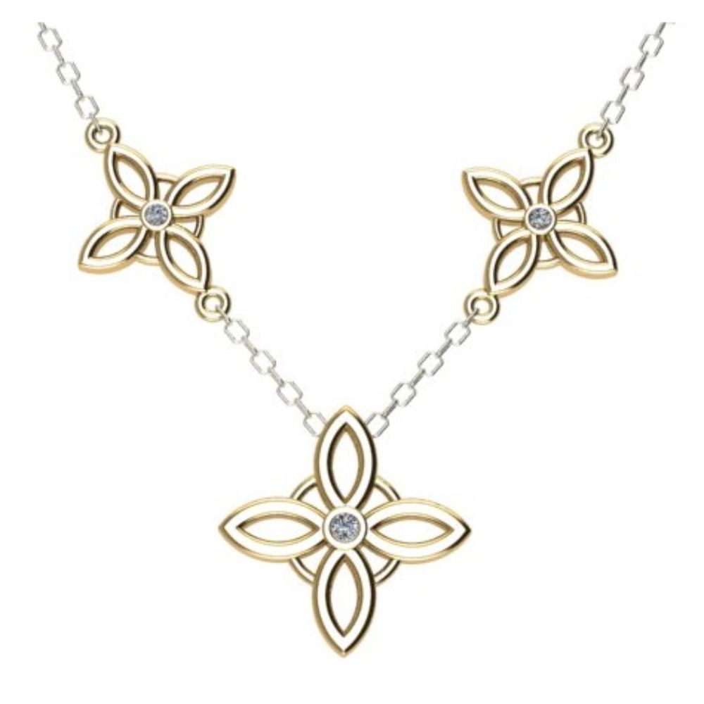Exquisite Jack Kelége Diamond-Embellished Flower-Shaped Pendant