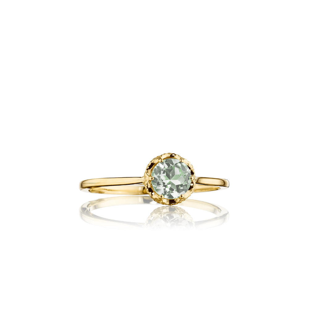 Tacori Delicate 14k Gold Petite Gemstone Crescent Crown Ring