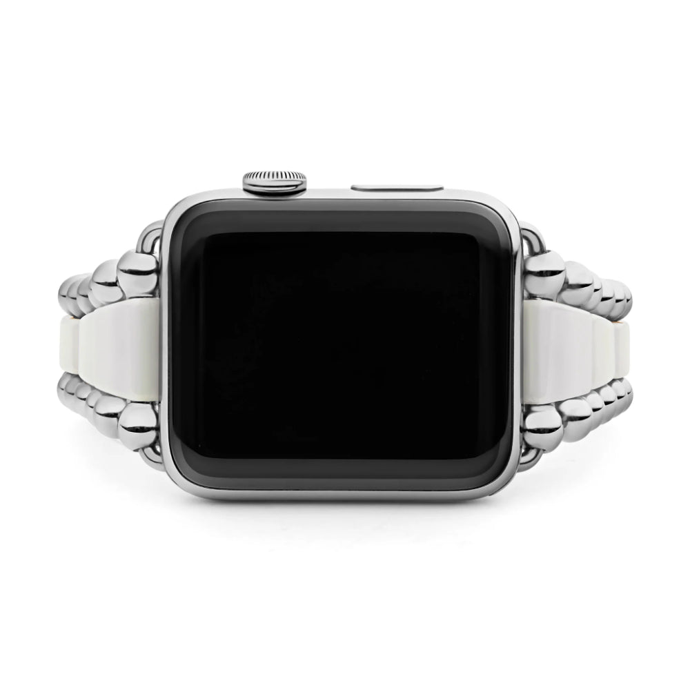 Lagos 42 - 49mm Smart White Ceramic and Stainless Steel Apple Watch Bracelet