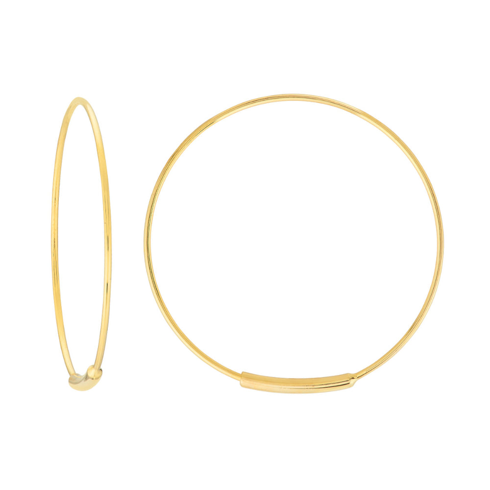 Stylish 14k Gold Endless Wire Circular Hoop Earrings for Women