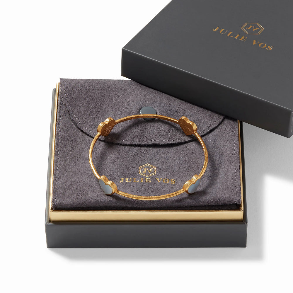 Julie Vos 24K Gold Plated Mother of Pearl Heart Embellished Bangle