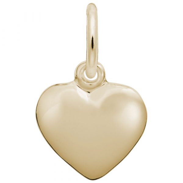 14k Gold Small Puffed Heart Charm for Bracelet