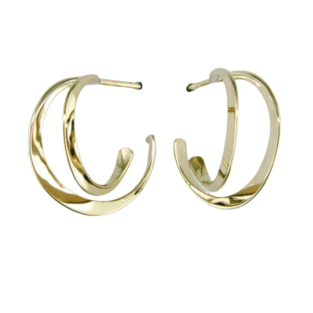 Gorgeous 14k Gold Double Circular Hoop Earrings for Women