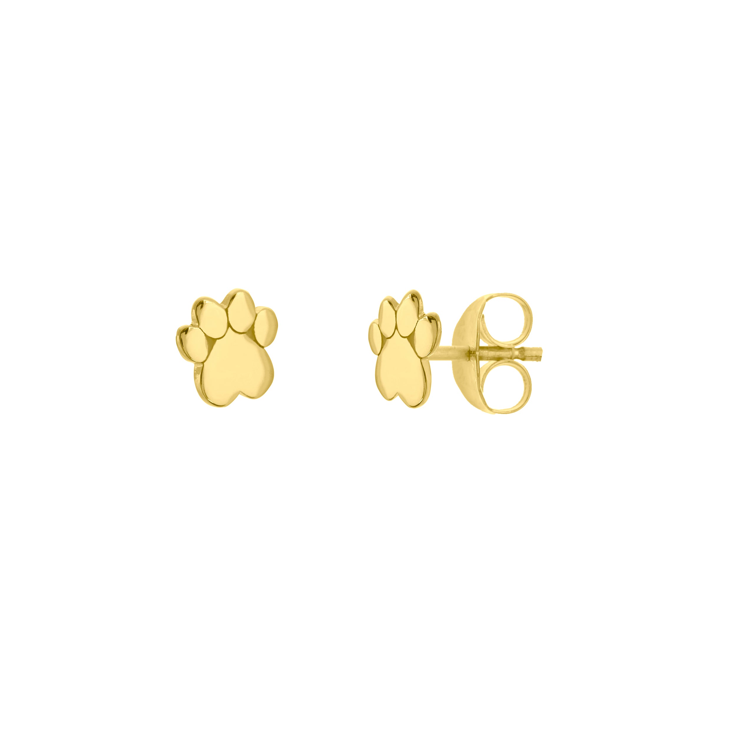 Stylish 14k Gold Dog Paw Print Heart Stud Earrings for Any Outfit
